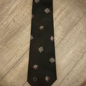 H by Halston Black and Brown Geometric Silk Tie